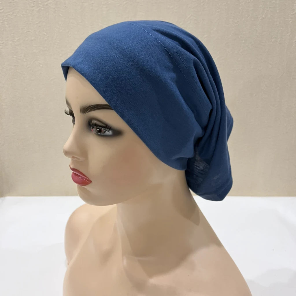 Traditional Ladies Pure Color Stretch Head Scarf Under Hijab Bonnet