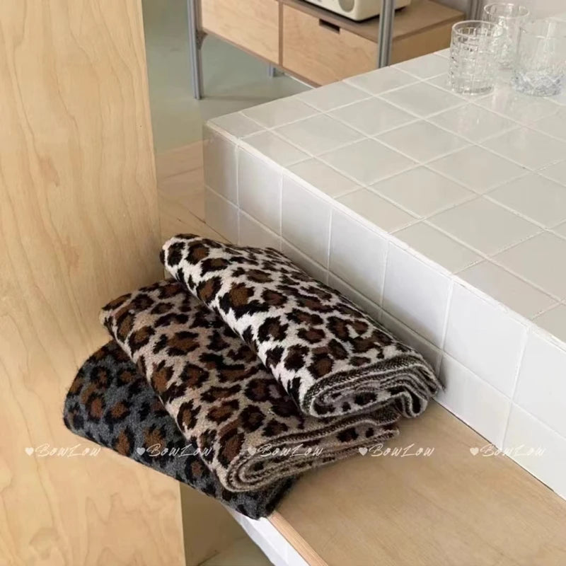 New Fashion Luxury Designer Winter Leopard Print Scarf Women Keep Warm Thickened  Imitation Cashmere Lady High Quality Wrap - Craftklart.store