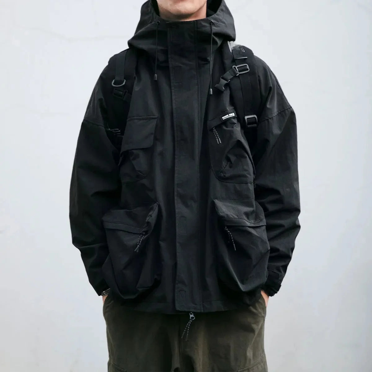 Men's Loose Fit Windproof Techwear Hooded Jacket - Premium from Craftklart.store - Just $38.08! Shop now at Craftklart.store