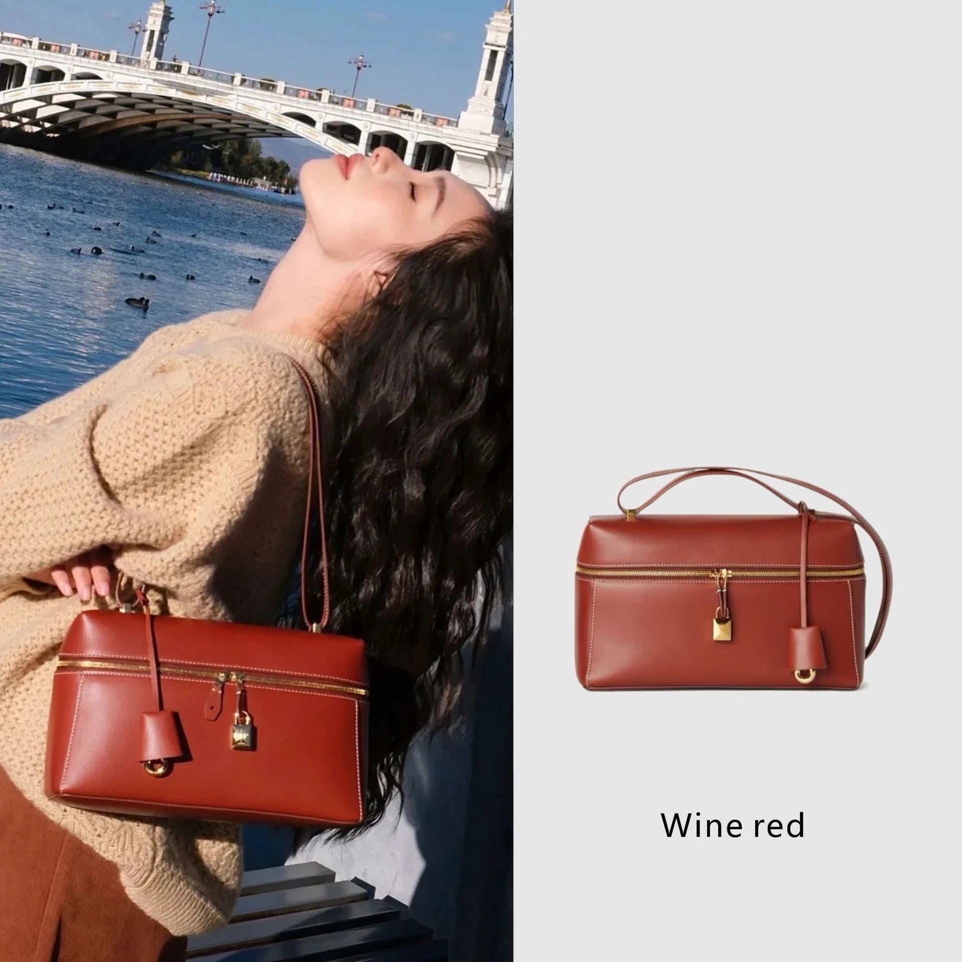 Genuine Leather Women's Handbag Palm Pattern Cow Leather - Craftklart.store