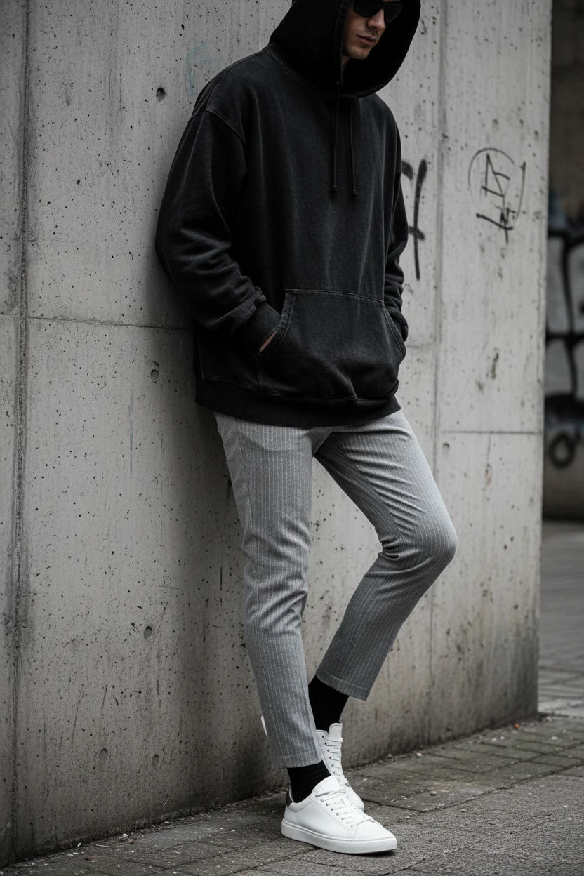 Urban Office Stripe Pattern Formal Dress Slim Fit Pants Men | Minimalist Streetwear | Craftklart
