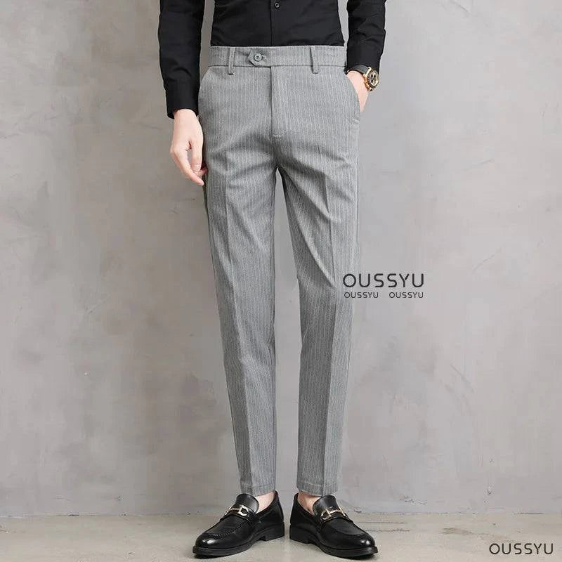 Urban Office Stripe Pattern Formal Dress Slim Fit Pants Men | Minimalist Streetwear | Craftklart