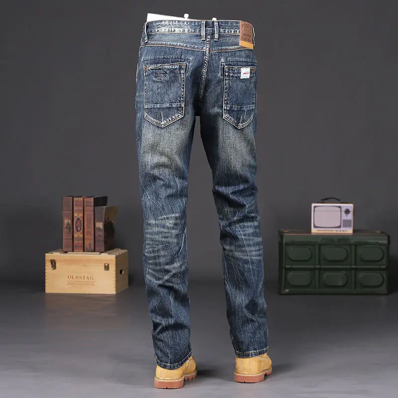 Trousers Vintage Washed Straight Jeans for Men - Premium Jeans from Craftklart Dropship - Just $32.36! Shop now at Craftklart.store