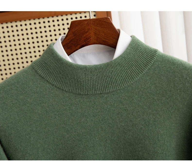 New Fashion Men's 100% Wool Pullover Half-high Collar Sweater - Craftklart.store