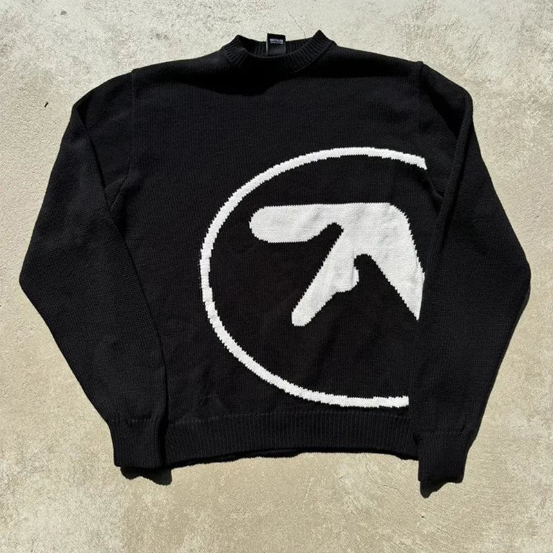 Men's Sweater Aphex Twin Knit Winter Oversized Long Sleeve Tops - Craftklart.store
