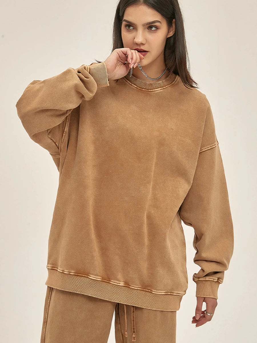 Sumuyoo Thin Round Neck Hoodie Pants Suits Women Chaopai Wash Water Guard Clothes Fashion Sports Pullover Oversized Couple Set - Premium from Craftklart.store - Just $36.69! Shop now at Craftklart.store