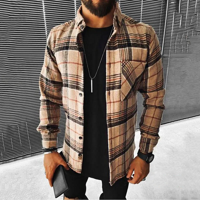 Men's Urban Streetwear Plaid Shirt