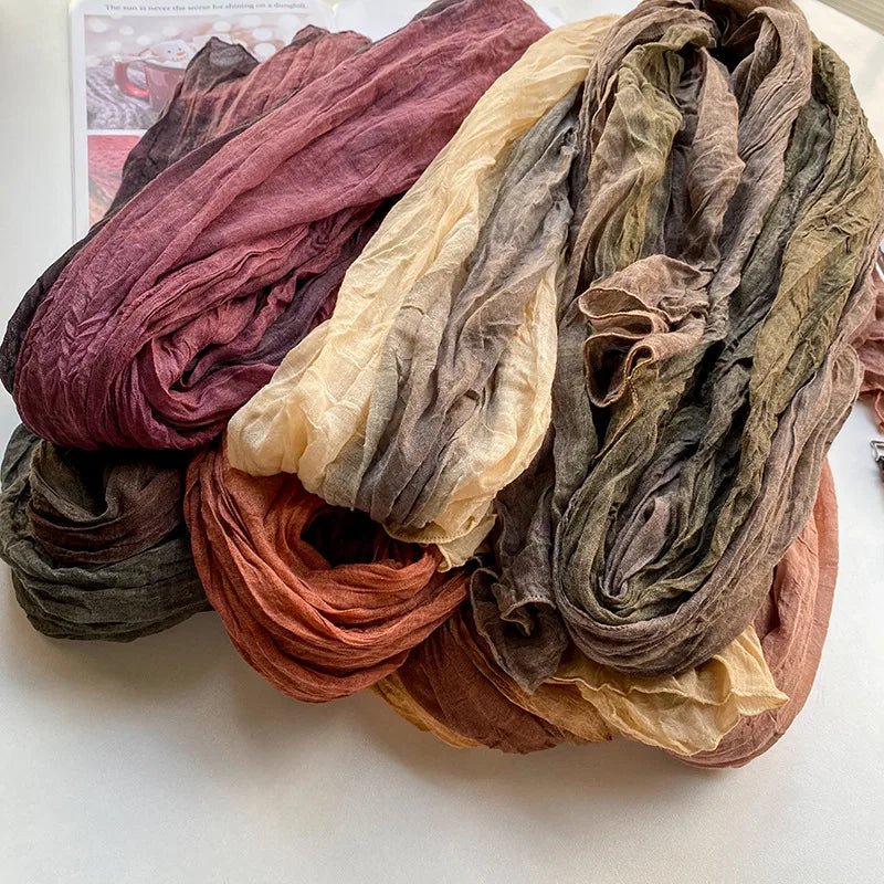 Women's Urban Cotton and Linen Tie-dye Long Folds Scarf
