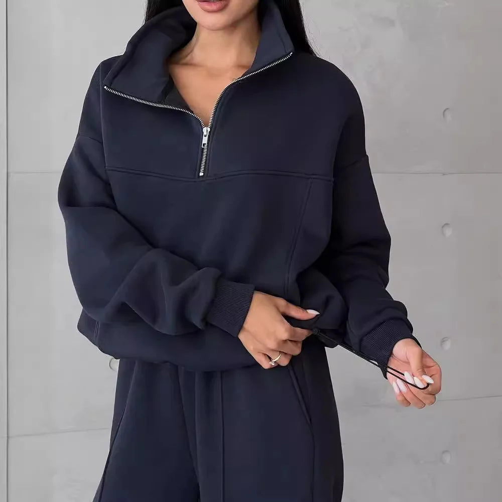 Autumn Women's Tracksuit with Zipper Cotton Oversize White Casual Two Piece Set Women Classic Sports Trouser Suits for Women - Premium from Craftklart.store - Just $26.49! Shop now at Craftklart.store