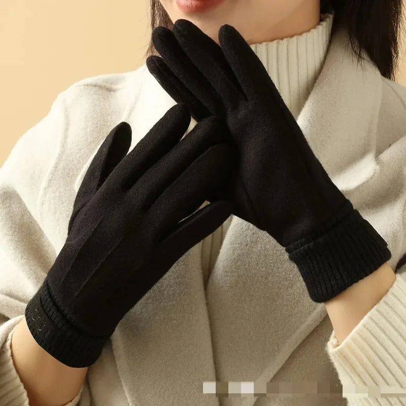 Woolen G loves Women's Warm Touch Screen Gloves,Winter Cashmere Gloves Outdoor Riding Thick Woolen Gloves ,Anti-cold Full Fing - Craftklart.store