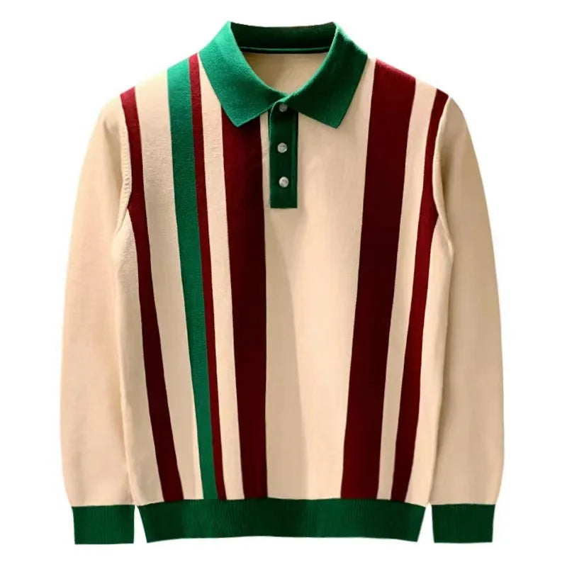 Men's British Style Vertical Stripe Long Sleeved Knitted Cardigan - Premium Cardigan from Craftklart Dropship - Just $28.49! Shop now at Craftklart.store