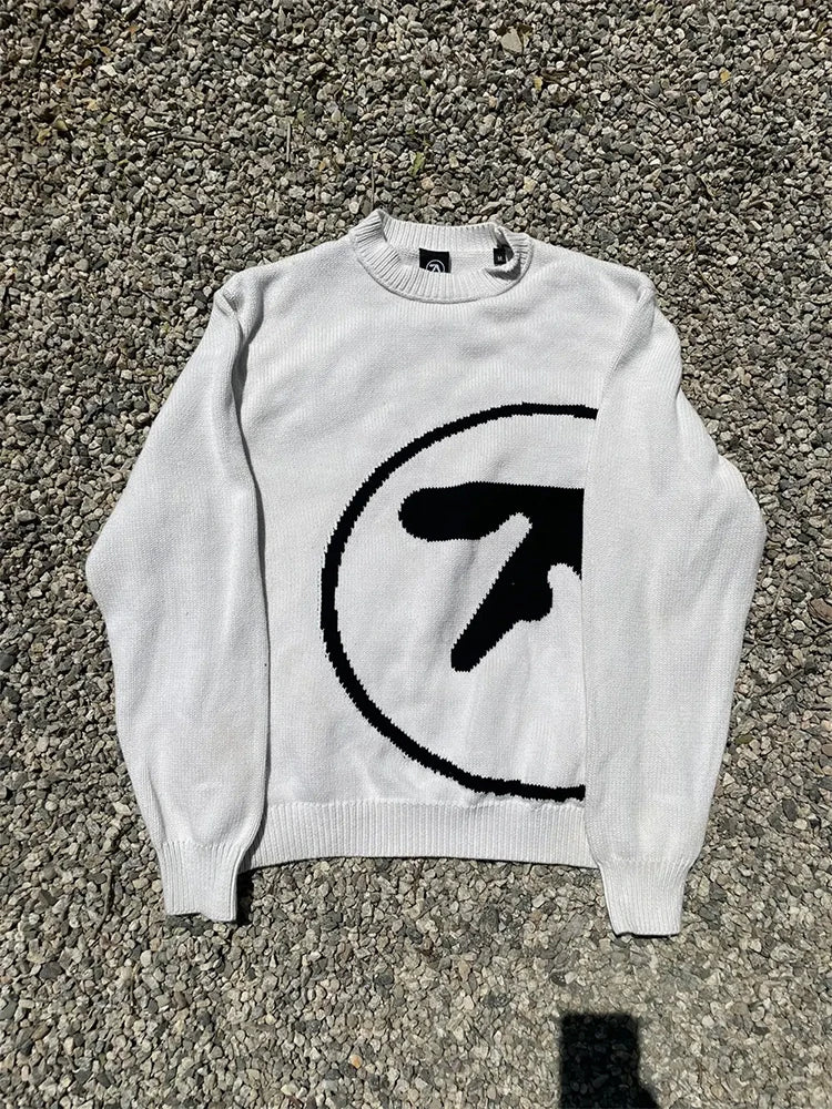 Men's Sweater Aphex Twin Knit Winter Oversized Long Sleeve Tops - Craftklart.store