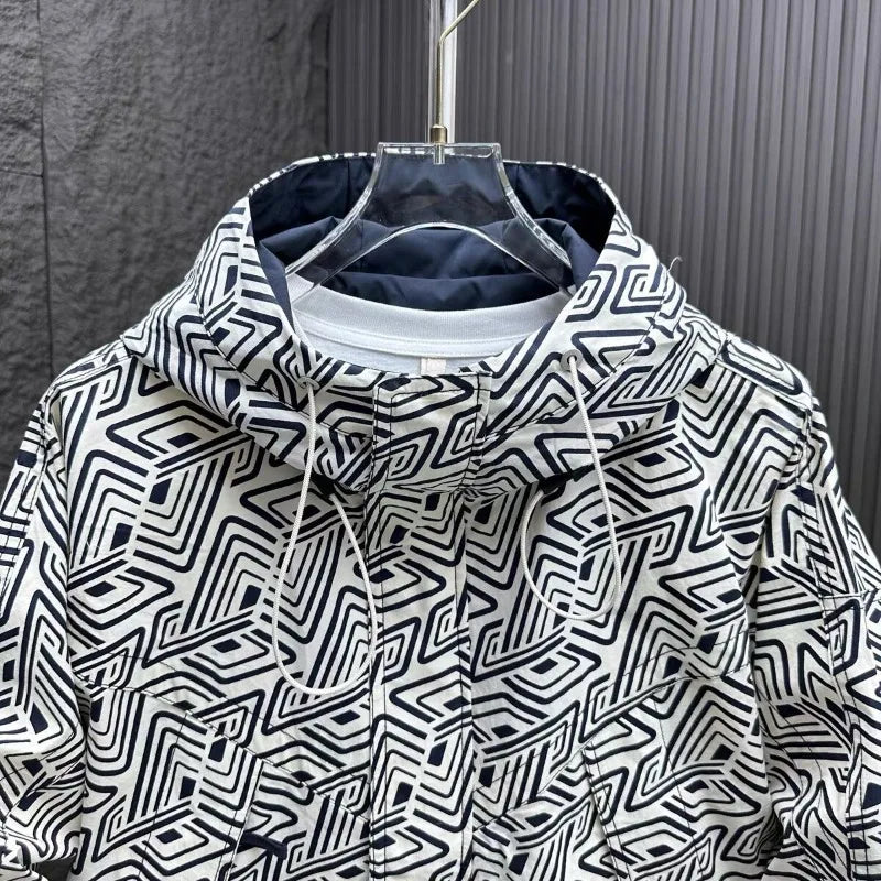 Appliques Print High Street Zipper Hooded Windbreaker Jacket - Premium Windbreaker from Craftklart Dropship - Just $30.73! Shop now at Craftklart.store