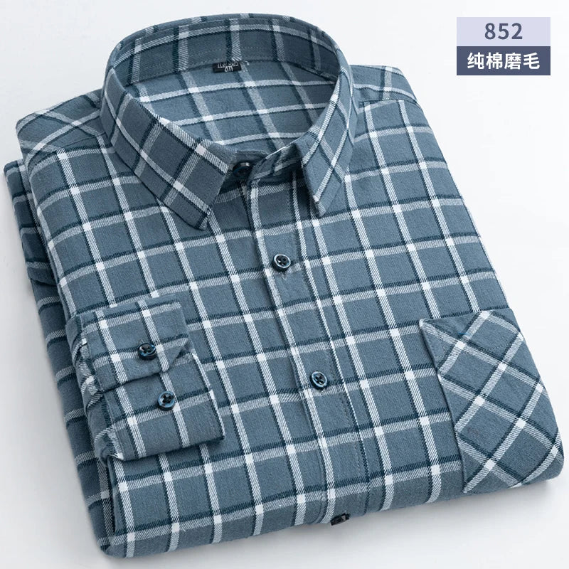 New Flannel Plaid Cotton Shirts For Man