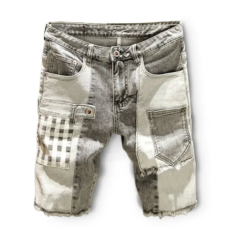 Men's Short Jeans Pants Spliced Straight Gray - Premium Shorts from Craftklart Dropship - Just $22.30! Shop now at Craftklart.store