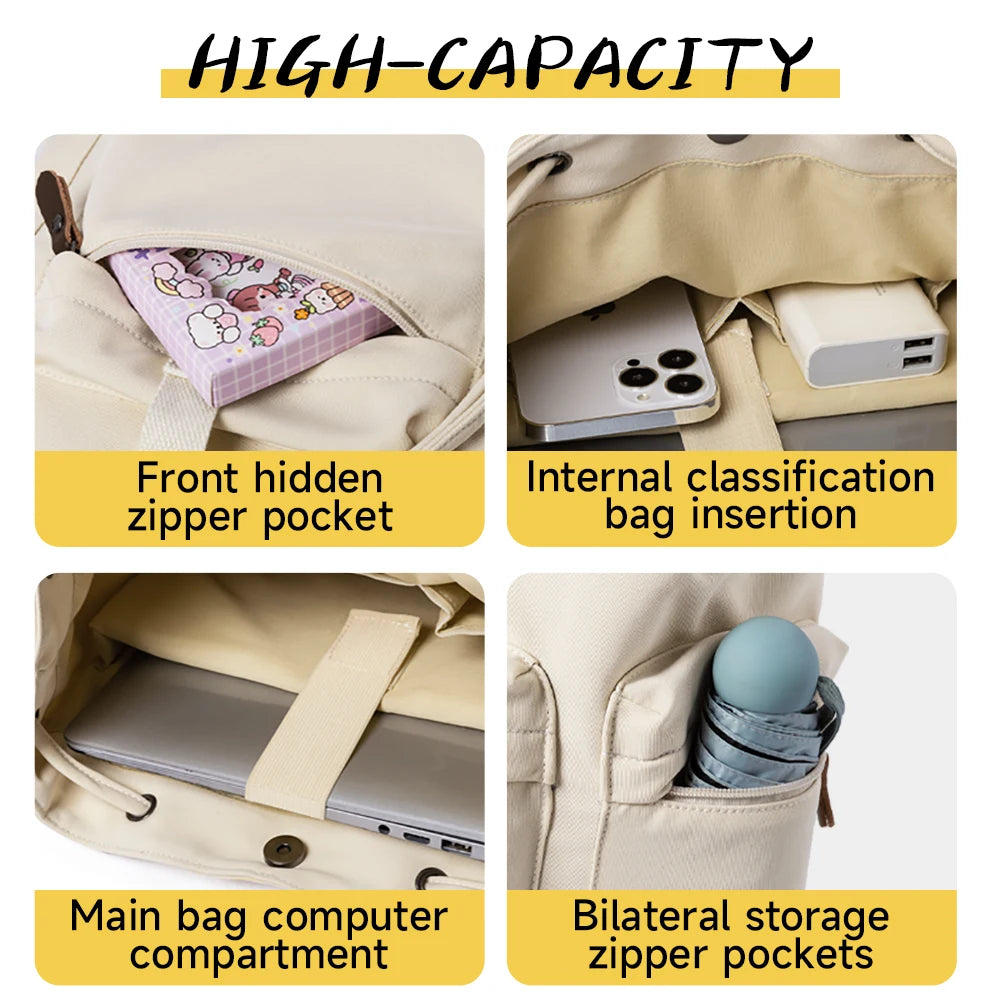 Canvas Backpack for Women, Durable 14 inch Laptop
