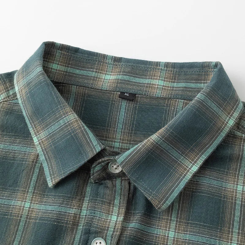 Men's Urban Streetwear Plaid 100% Cotton Shirt - Craftklart.store