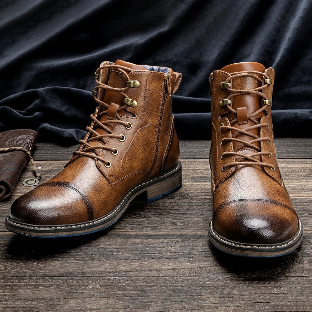 Men Urban Retro Streetwear Leather Boots - Craftklart.store