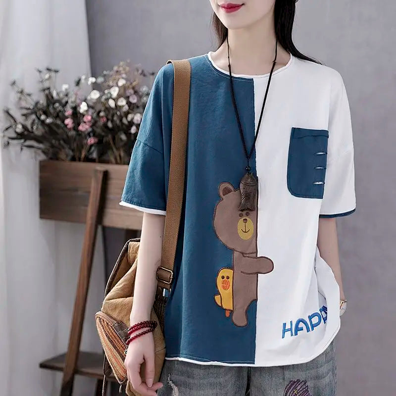 Women's Cotton Summer Round Neck T-Shirt - Premium T-Shirt from Craftklart Dropship - Just $18! Shop now at Craftklart.store