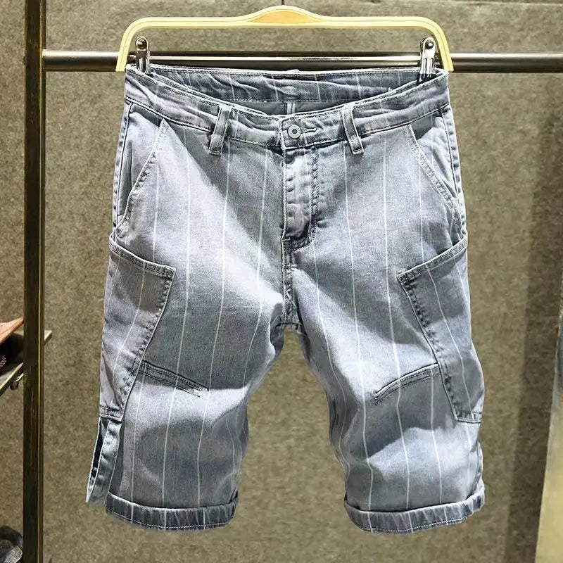 Men's Short Jeans Pants Spliced Straight Gray - Premium Shorts from Craftklart Dropship - Just $22.30! Shop now at Craftklart.store