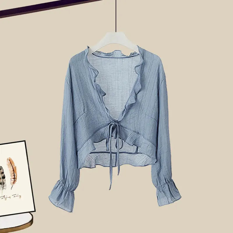 Women's Dress & Versatile Covering Top Loose Sling Dress Two Piece Set - Premium Dress from Craftklart Dropship - Just $18.20! Shop now at Craftklart.store