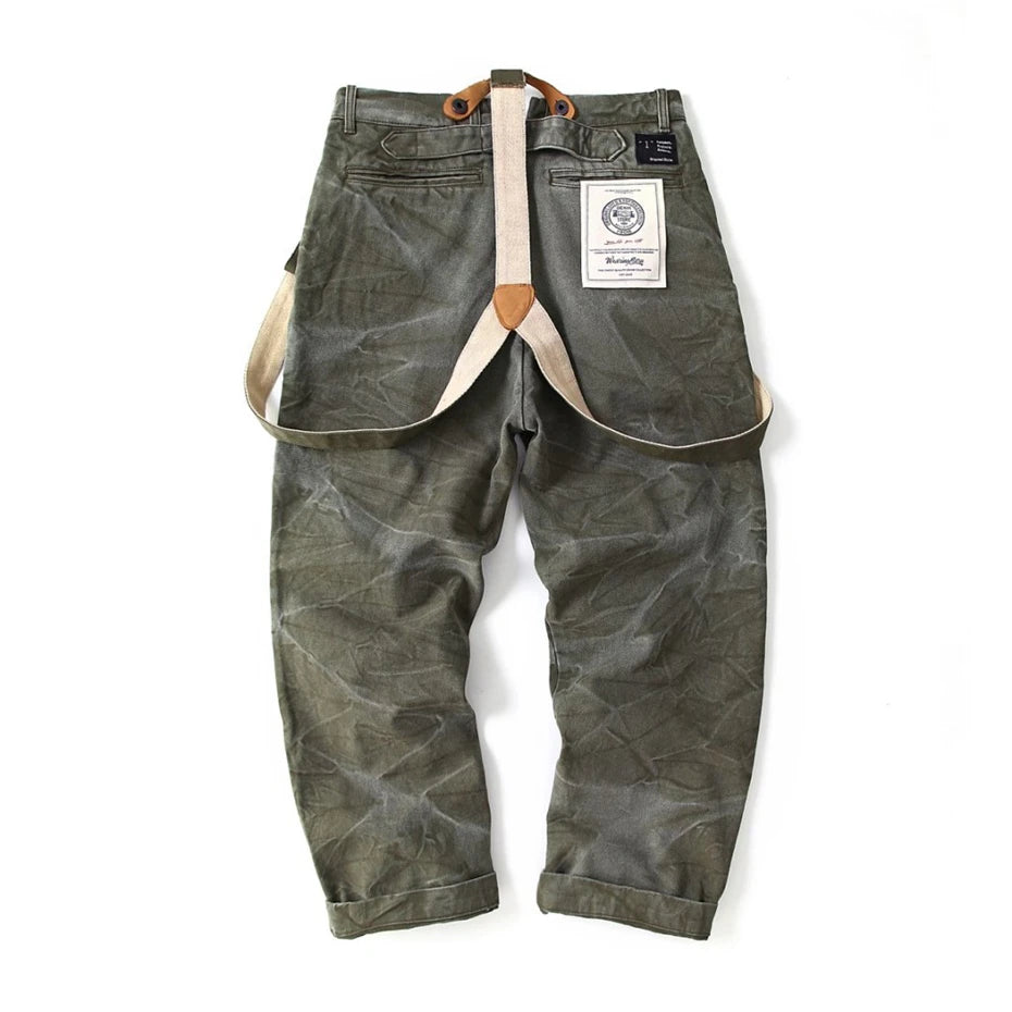 Urban Men Washed Cotton Overalls Work Pants