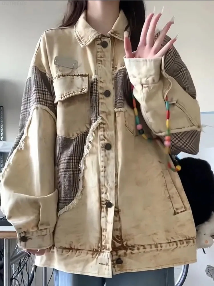Patchwork Streetwear Contrast Color Grunge Jackets - Premium Jacket from Craftklart Dropship - Just $40.71! Shop now at Craftklart.store