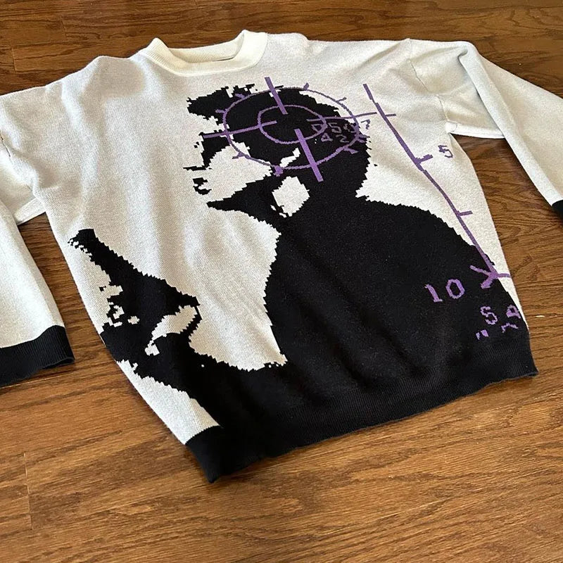Men's Y2k Knit Long Sleeve Sweater Pullovers