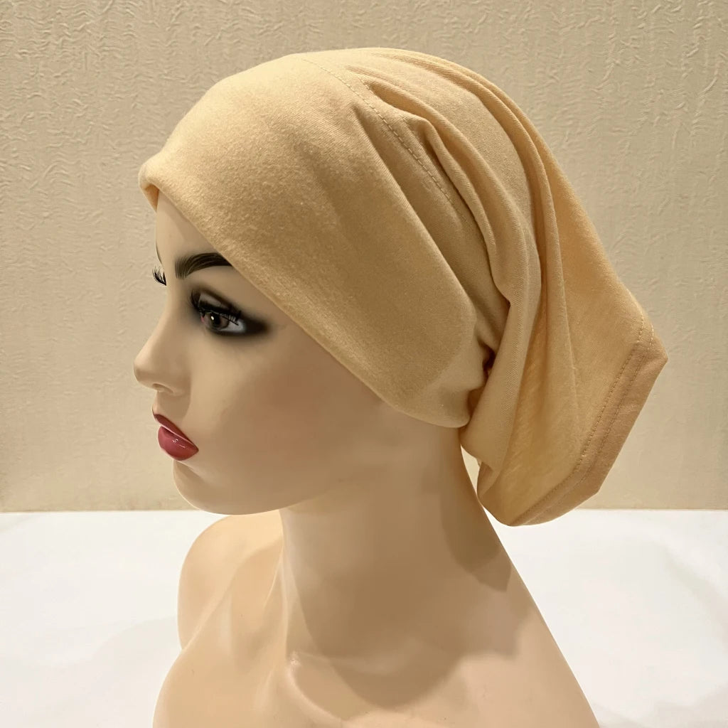 Traditional Ladies Pure Color Stretch Head Scarf Under Hijab Bonnet