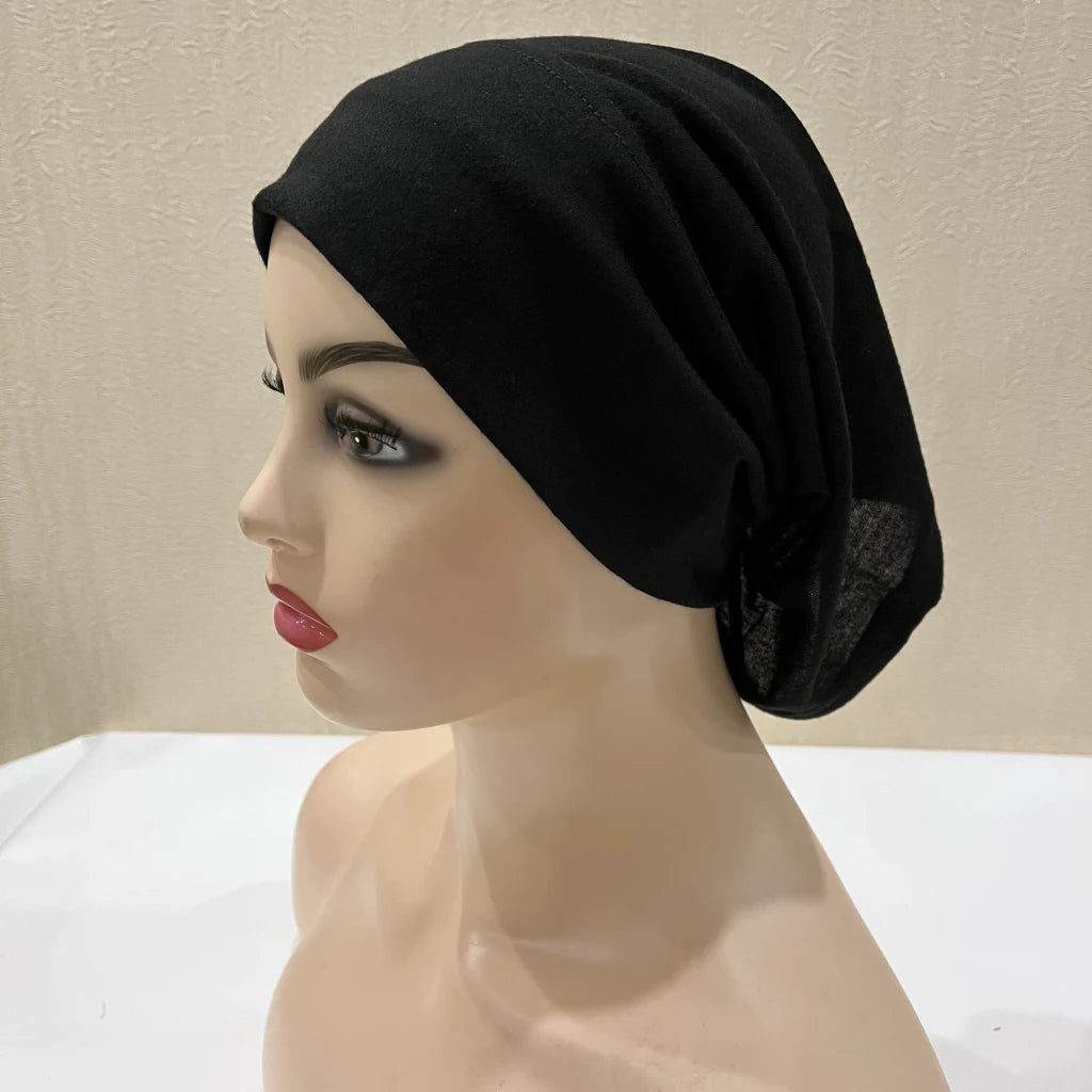 Traditional Ladies Pure Color Stretch Head Scarf Under Hijab Bonnet