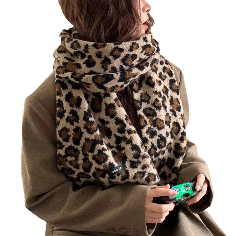 New Fashion Luxury Designer Winter Leopard Print Scarf Women Keep Warm Thickened  Imitation Cashmere Lady High Quality Wrap - Craftklart.store