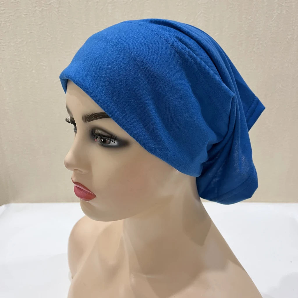 Traditional Ladies Pure Color Stretch Head Scarf Under Hijab Bonnet