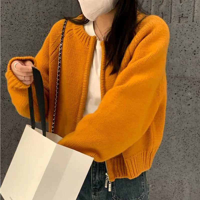 Women Urban Casual soft Zipper Cardigan