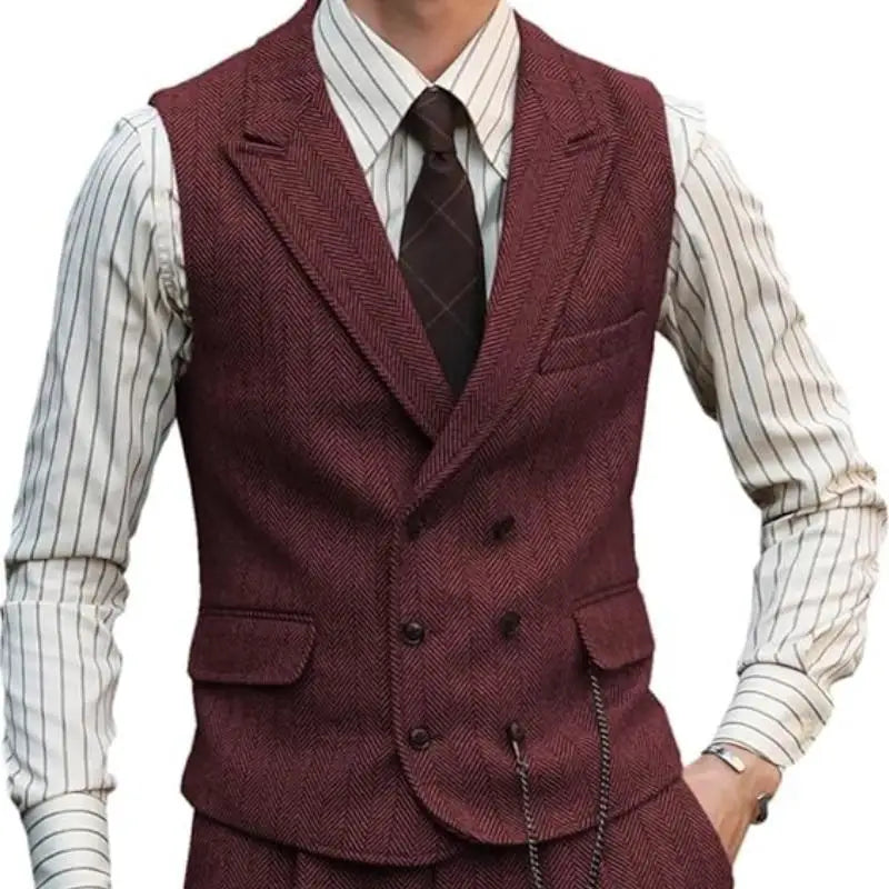 Men Brown Suede Leather Urban Casual Waistcoat