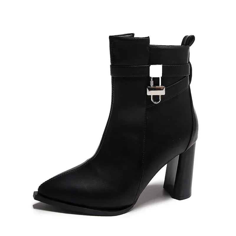 Women's Chunky High Heel Short Boots - Premium Boots from Craftklart.store - Just $16.89! Shop now at Craftklart.store
