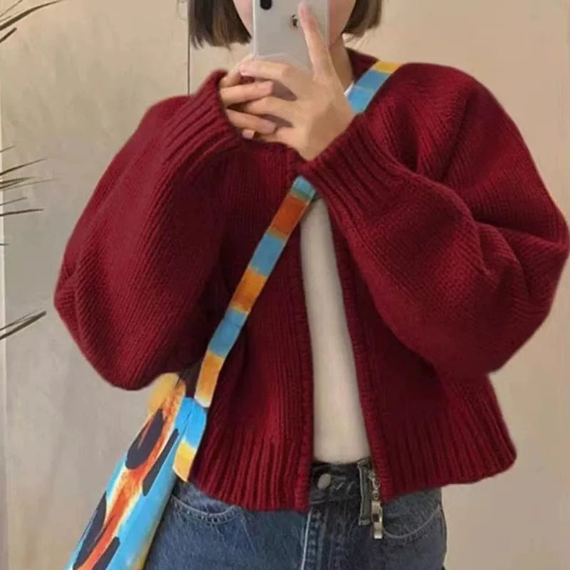 Women Urban Casual soft Zipper Cardigan