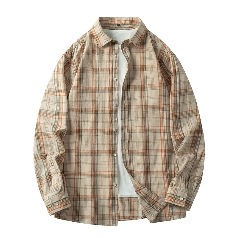Men's Urban Streetwear Plaid 100% Cotton Shirt - Craftklart.store