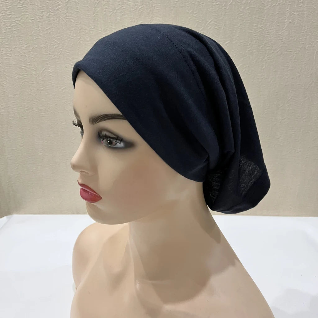 Traditional Ladies Pure Color Stretch Head Scarf Under Hijab Bonnet