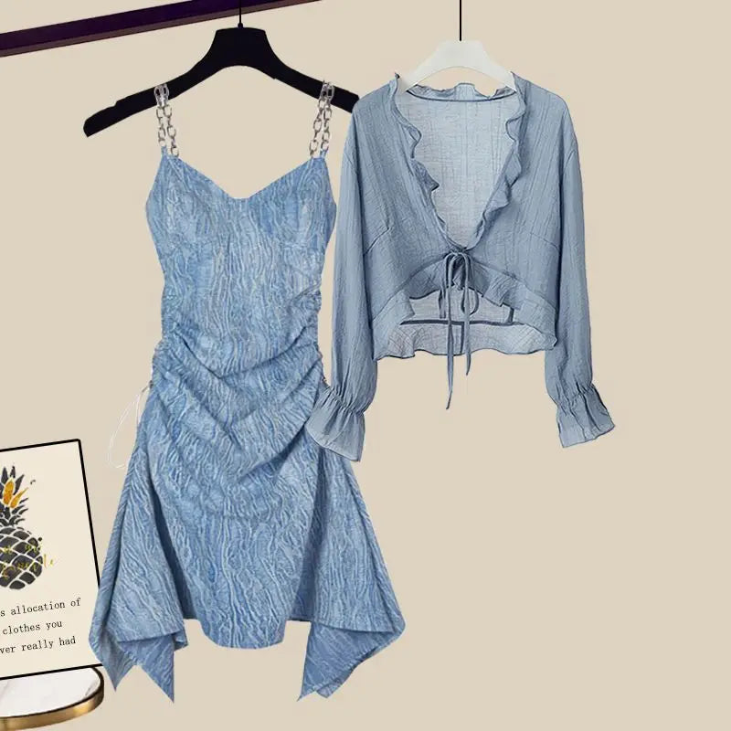 Women's Dress & Versatile Covering Top Loose Sling Dress Two Piece Set - Premium Dress from Craftklart Dropship - Just $18.20! Shop now at Craftklart.store