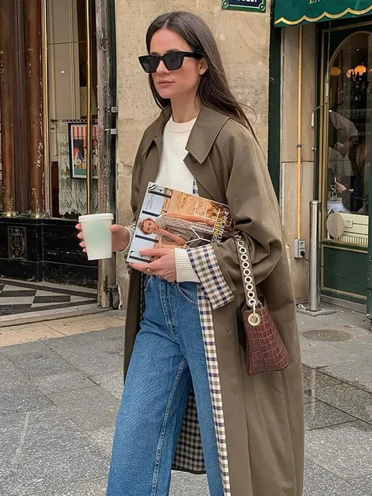 Versatile Long Plaid Sleeve Lining Overcoat - Premium Coat from Craftklart Dropship - Just $30.23! Shop now at Craftklart.store