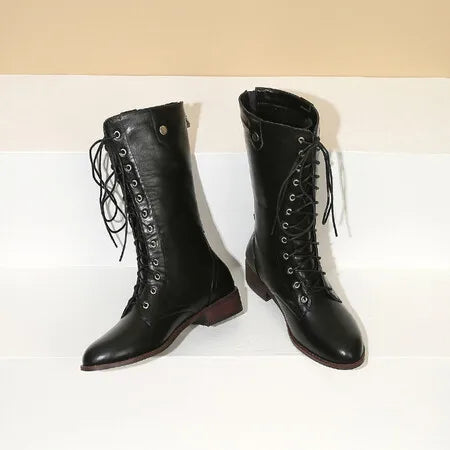 Women's Lace-up Knee High Western Boots