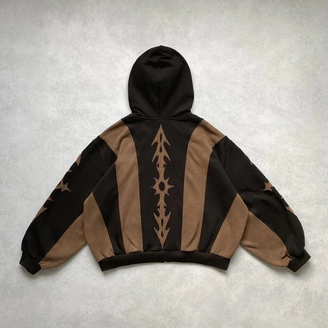 Y2k Patch Design Loose Zip Hoodies for men