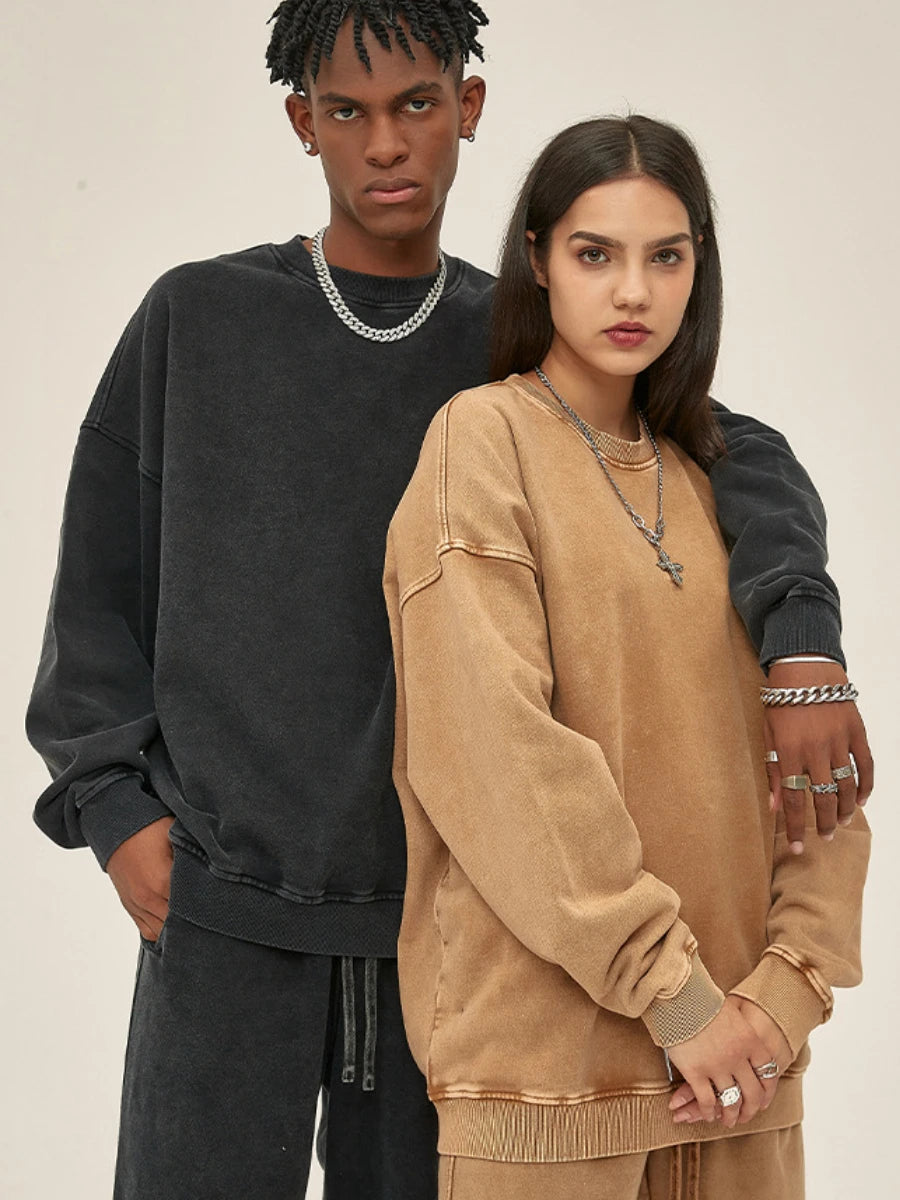 Sumuyoo Thin Round Neck Hoodie Pants Suits Women Chaopai Wash Water Guard Clothes Fashion Sports Pullover Oversized Couple Set - Premium from Craftklart.store - Just $36.69! Shop now at Craftklart.store