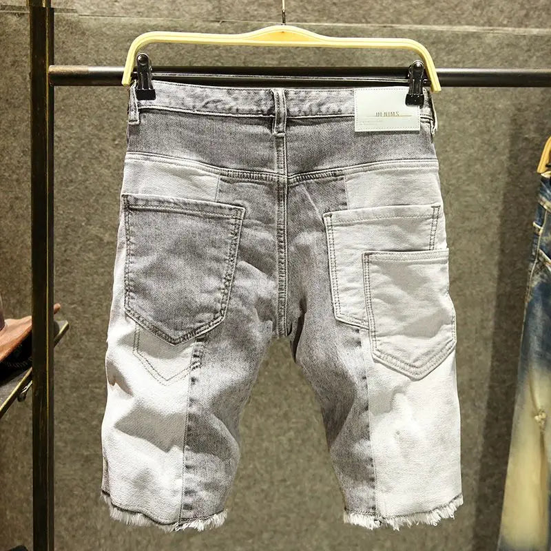 Men's Short Jeans Pants Spliced Straight Gray - Premium Shorts from Craftklart Dropship - Just $22.30! Shop now at Craftklart.store