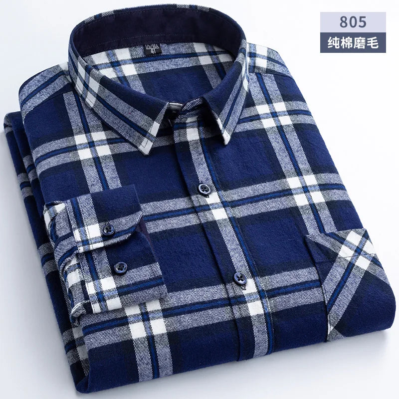 New Flannel Plaid Cotton Shirts For Man