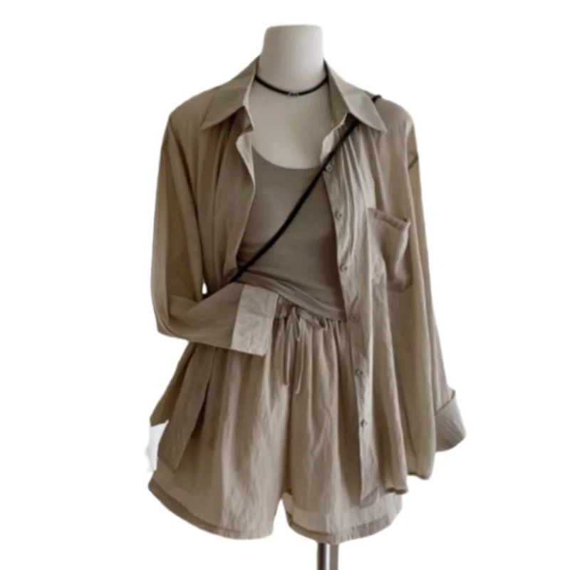 Women's Sun Protection Shirt with Stacked Short Suspender Vest Shorts Set - Premium Set from Craftklart Dropship - Just $12.19! Shop now at Craftklart.store