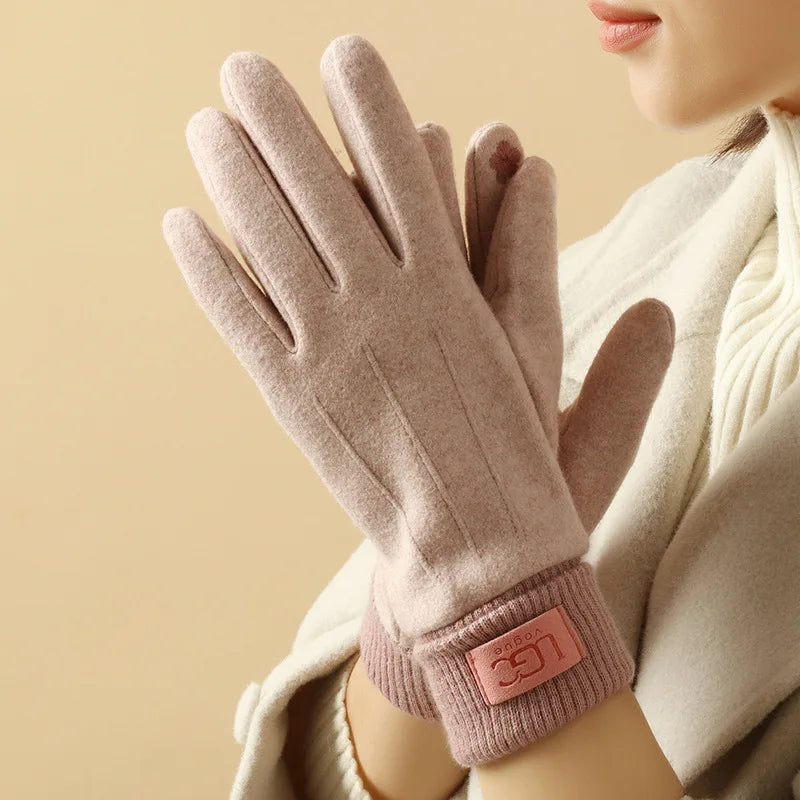 Woolen G loves Women's Warm Touch Screen Gloves,Winter Cashmere Gloves Outdoor Riding Thick Woolen Gloves ,Anti-cold Full Fing - Craftklart.store