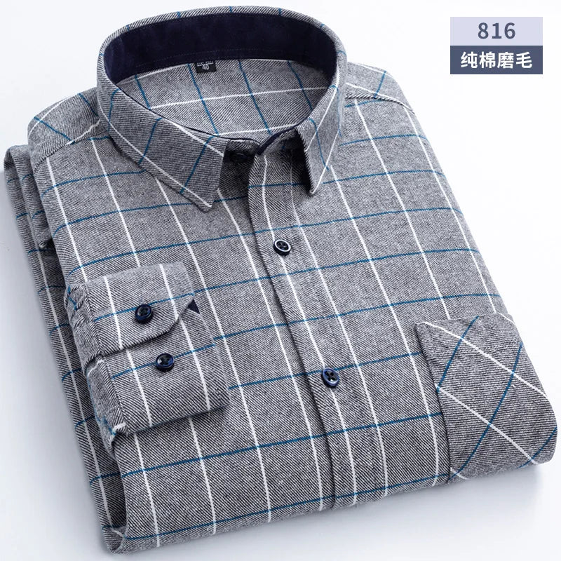 New Flannel Plaid Cotton Shirts For Man