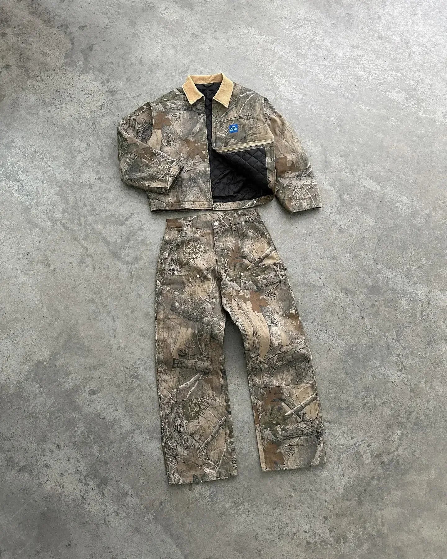 Women's Akimbo Camouflage Leaf Loose Streetwear Set