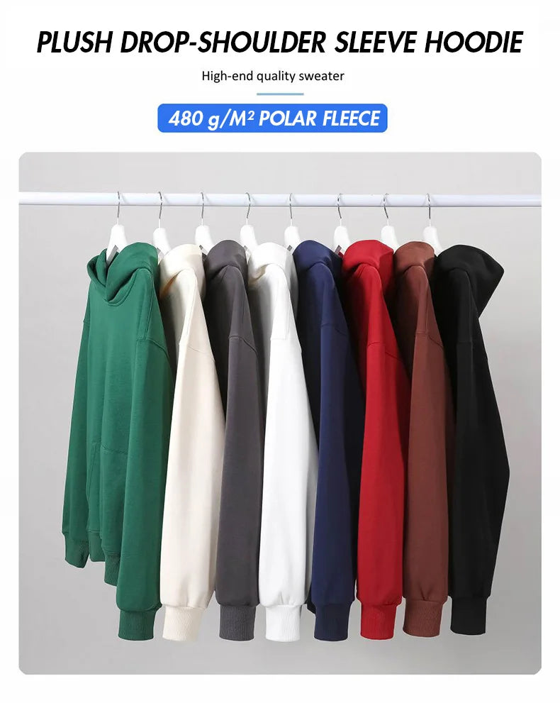 16.9oz 480gsm Heavy Weight Cotton Plus Velvet Hooded Sweater